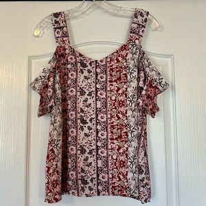 NY&Co Soho Jeans Floral Cold Shoulder Top Size XS